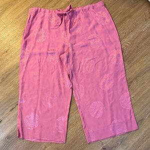 Soma 100% Silk Pink Women’s Pajama Pants Asian Motif XL Washable Luxury Sleep